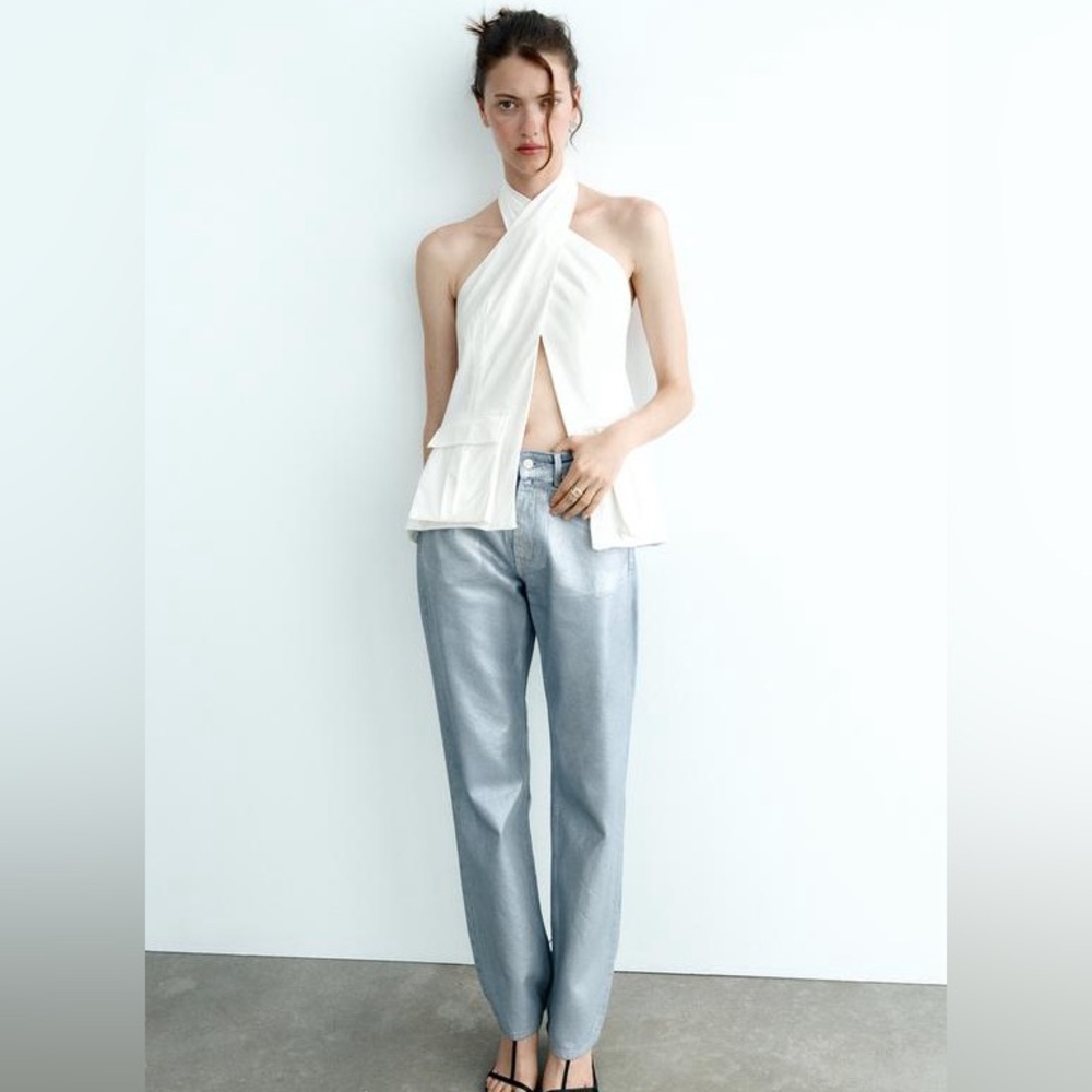 Zara White Halter Blouse